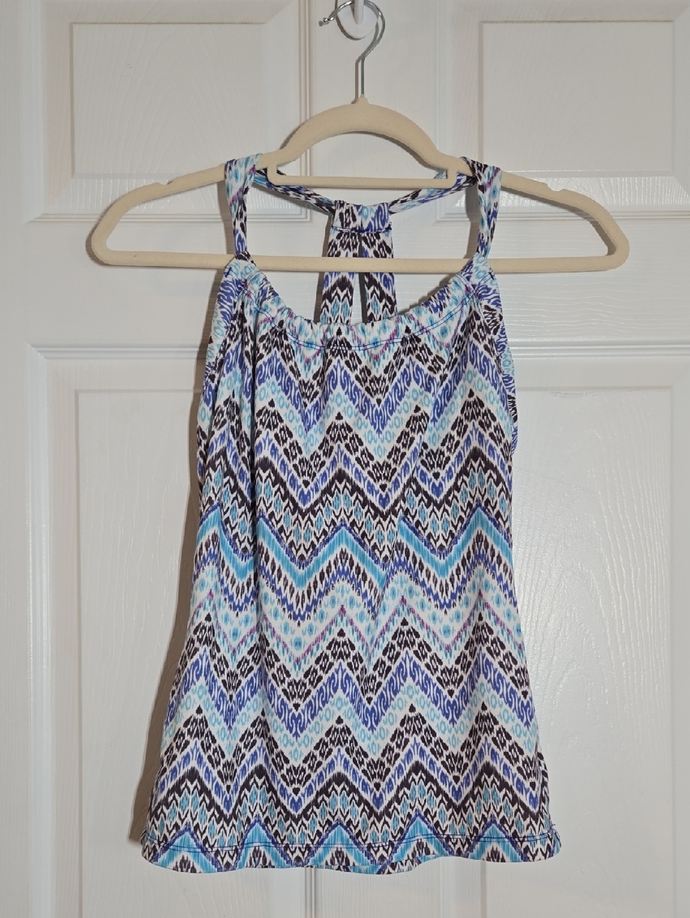 Prana Blue Purple Chevron Print Tank Top Built In Bra No Size Pit To Pit 16.5-19